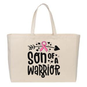 Son Of A Warrior Family Breast Cancer Gift Pink Ribbon Meaningful Gift Cotton Canvas Jumbo Tote