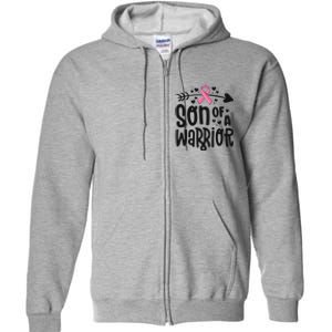 Son Of A Warrior Family Breast Cancer Gift Pink Ribbon Meaningful Gift Full Zip Hoodie