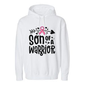 Son Of A Warrior Family Breast Cancer Gift Pink Ribbon Meaningful Gift Garment-Dyed Fleece Hoodie