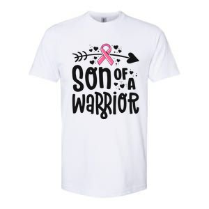 Son Of A Warrior Family Breast Cancer Gift Pink Ribbon Meaningful Gift Softstyle CVC T-Shirt