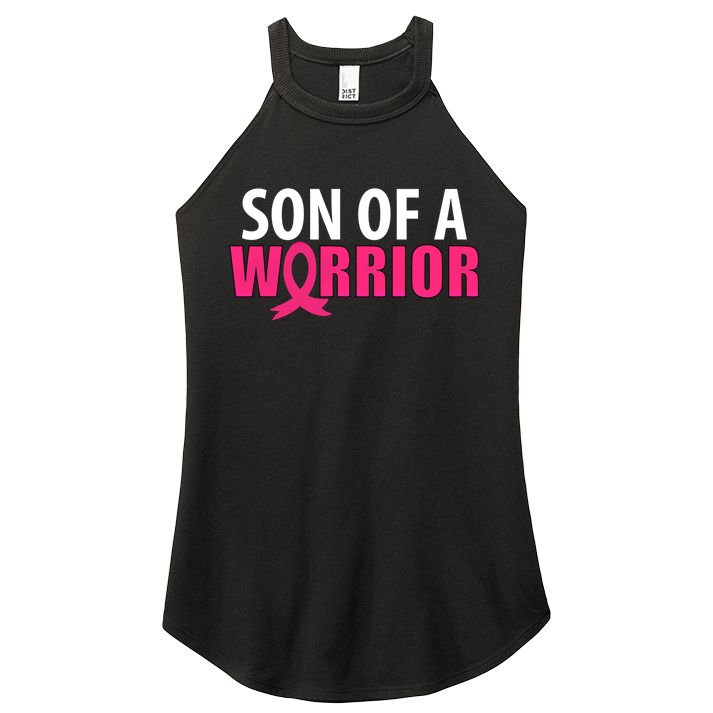 Son Of A Warrior Pink Ribbon Breast Cancer Awareness Gift Women's Perfect Tri Rocker Tank