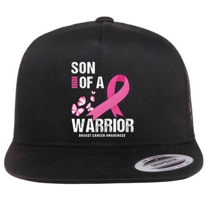 Son Of A Warrior Pink Ribbon Butterfly Breast Cancer Fighter Gift Flatbill Hat
