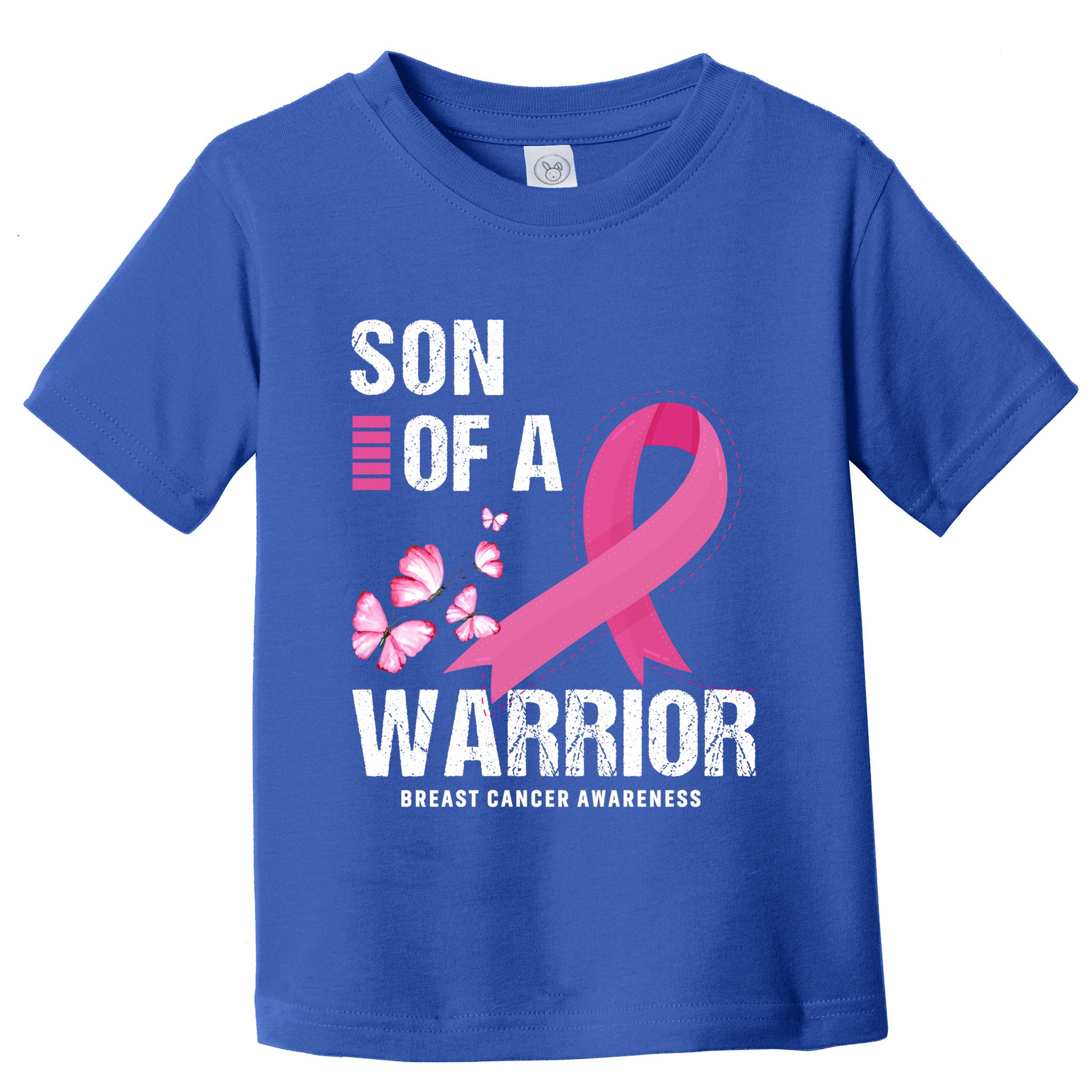 Son Of A Warrior Pink Ribbon Butterfly Breast Cancer Fighter Gift Toddler T-Shirt