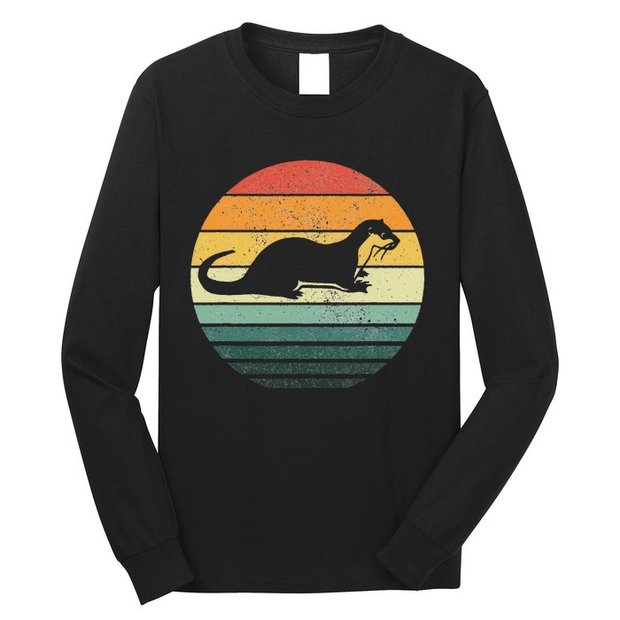 Sea Otter Animal Sunset Retro Vintage 70s Nature Lovers Long Sleeve Shirt