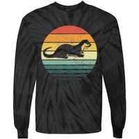 Sea Otter Animal Sunset Retro Vintage 70s Nature Lovers Tie-Dye Long Sleeve Shirt