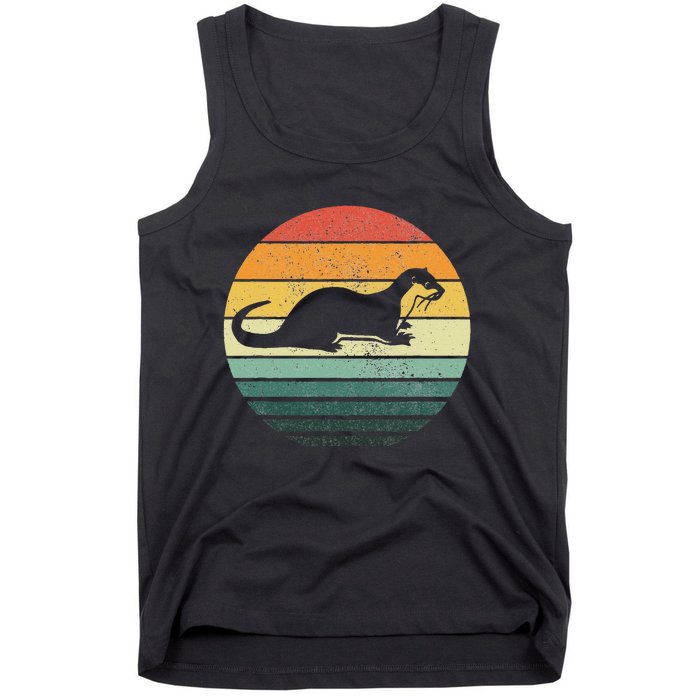 Sea Otter Animal Sunset Retro Vintage 70s Nature Lovers Tank Top