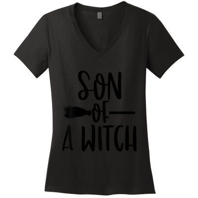 Son Of A Witch Funny Halloween Baby Women's V-Neck T-Shirt
