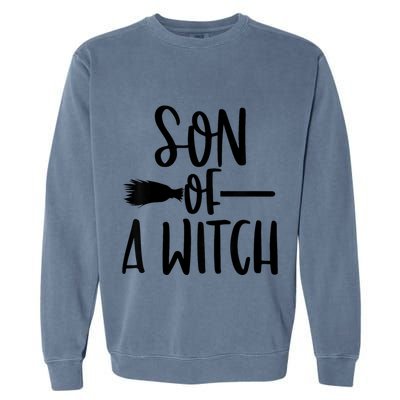 Son Of A Witch Funny Halloween Baby Garment-Dyed Sweatshirt