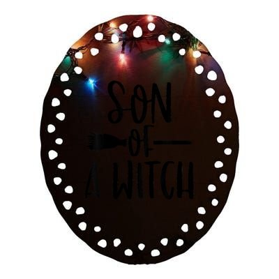 Son Of A Witch Funny Halloween Baby Ceramic Oval Ornament