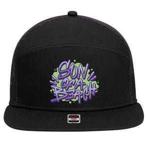 Sun Of A Beach Graffiti Summer 7 Panel Mesh Trucker Snapback Hat