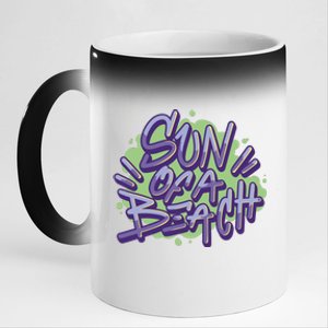 Sun Of A Beach Graffiti Summer 11oz Black Color Changing Mug