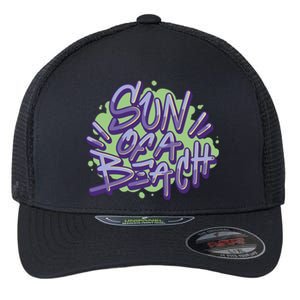 Sun Of A Beach Graffiti Summer Flexfit Unipanel Trucker Cap