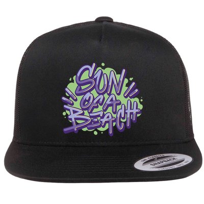 Sun Of A Beach Graffiti Summer Flat Bill Trucker Hat
