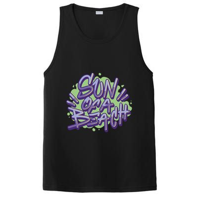 Sun Of A Beach Graffiti Summer PosiCharge Competitor Tank