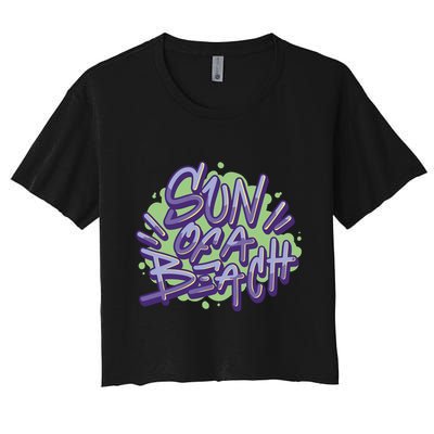 Sun Of A Beach Graffiti Summer Crop Top
