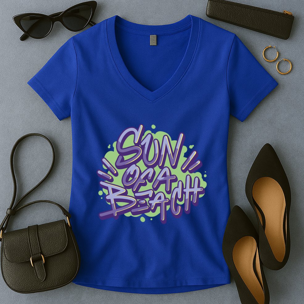 Sun Of A Beach Graffiti Summer Women's V-Neck T-Shirt
