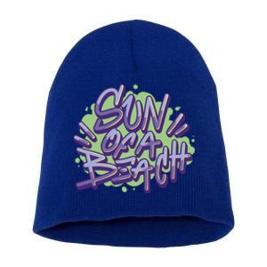 Sun Of A Beach Graffiti Summer Short Acrylic Beanie