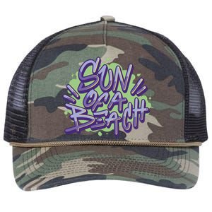 Sun Of A Beach Graffiti Summer Retro Rope Trucker Hat Cap