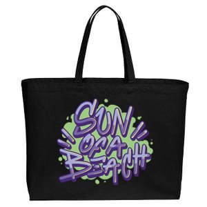 Sun Of A Beach Graffiti Summer Cotton Canvas Jumbo Tote