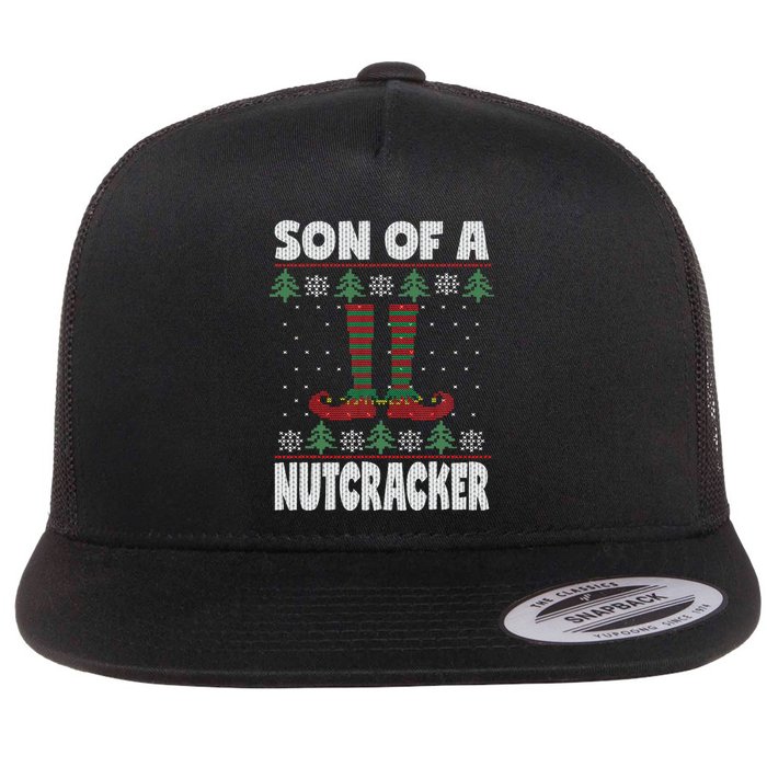 Son Of A Nutcracker Jumper Ugly Christmas Sweater Flat Bill Trucker Hat