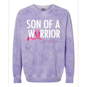 Son Of A Warrior Pink Ribbon Breast Cancer Awareness Colorblast Crewneck Sweatshirt