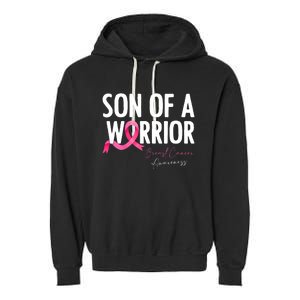 Son Of A Warrior Pink Ribbon Breast Cancer Awareness Garment-Dyed Fleece Hoodie