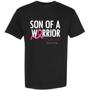 Son Of A Warrior Pink Ribbon Breast Cancer Awareness Garment-Dyed Heavyweight T-Shirt