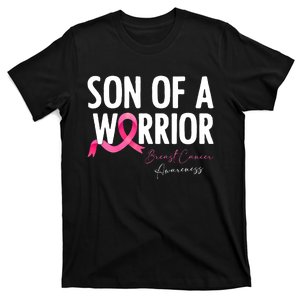 Son Of A Warrior Pink Ribbon Breast Cancer Awareness T-Shirt