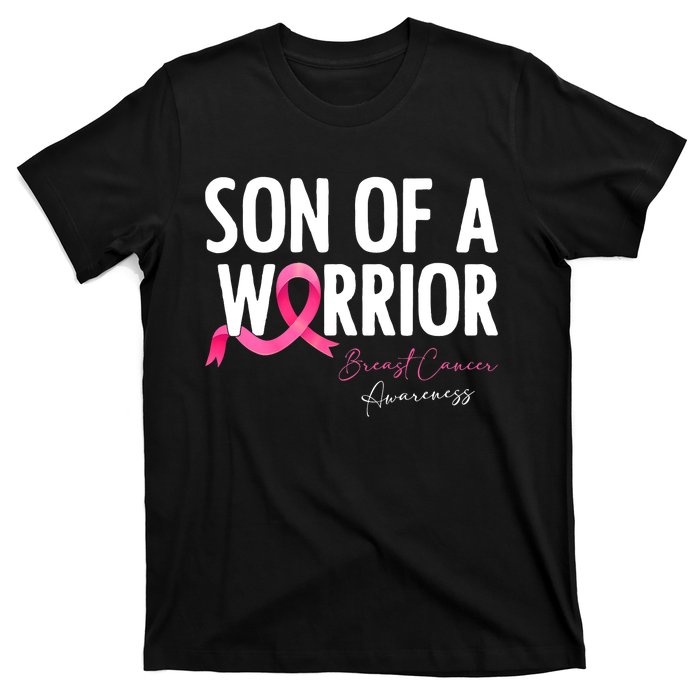 Son Of A Warrior Pink Ribbon Breast Cancer Awareness T-Shirt