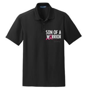 Son Of A Warrior Pink Ribbon Breast Cancer Awareness Dry Zone Grid Polo