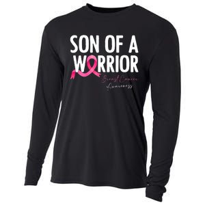 Son Of A Warrior Pink Ribbon Breast Cancer Awareness Cooling Performance Long Sleeve Crew