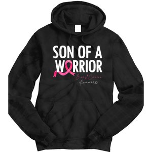 Son Of A Warrior Pink Ribbon Breast Cancer Awareness Tie Dye Hoodie