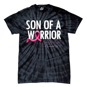 Son Of A Warrior Pink Ribbon Breast Cancer Awareness Tie-Dye T-Shirt