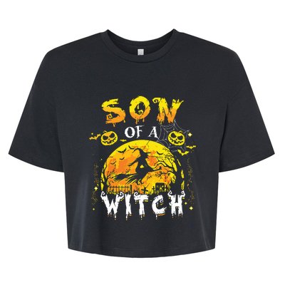 Son Of A Witch Funny Family Matching Halloween Pumpkin Bella+Canvas Jersey Crop Tee