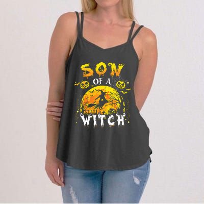 Son Of A Witch Funny Family Matching Halloween Pumpkin Women's Strappy Tank