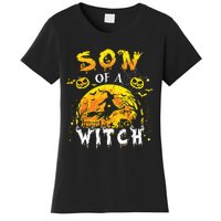 Son Of A Witch Funny Family Matching Halloween Pumpkin Women's T-Shirt