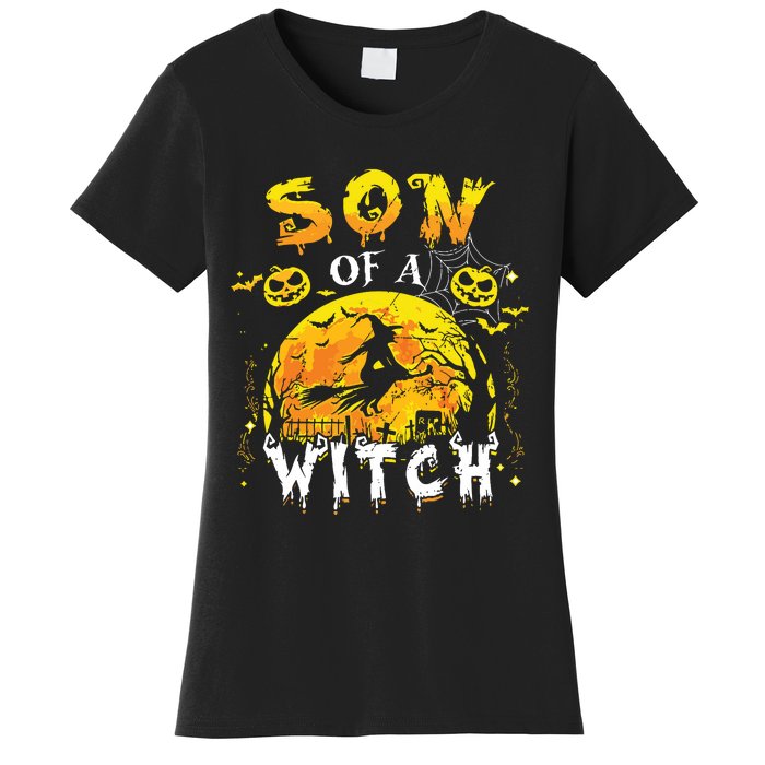 Son Of A Witch Funny Family Matching Halloween Pumpkin Women's T-Shirt