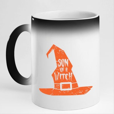 Son Of A Witch Hat Pun Quote Costume Easy Halloween Gifts 11oz Black Color Changing Mug