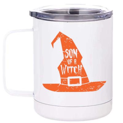 Son Of A Witch Hat Pun Quote Costume Easy Halloween Gifts 12 oz Stainless Steel Tumbler Cup