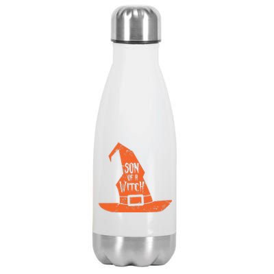 Son Of A Witch Hat Pun Quote Costume Easy Halloween Gifts Stainless Steel Insulated Water Bottle