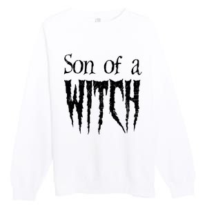 Son Of A Witch Spooky Halloween Wiccan Premium Crewneck Sweatshirt