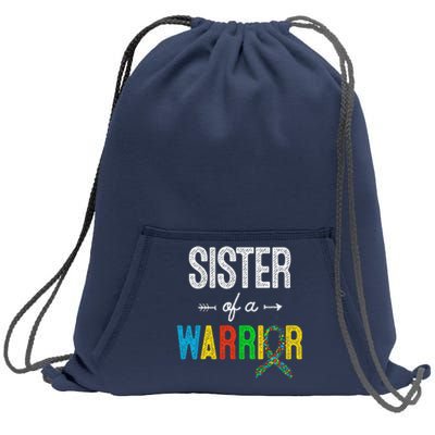 Sister Of A Warrior Autism Awareness Support Sweatshirt Cinch Pack Bag