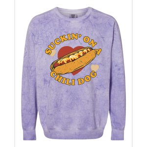 Suckin On A Chili Dog Foodie Funny Colorblast Crewneck Sweatshirt