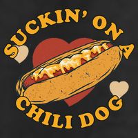 Suckin On A Chili Dog Foodie Funny 7 Panel Mesh Trucker Snapback Hat