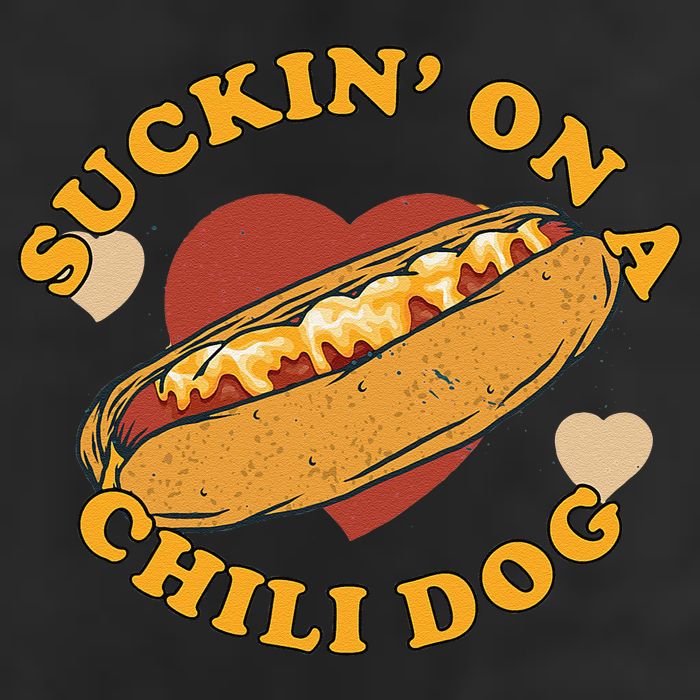 Suckin On A Chili Dog Foodie Funny 7 Panel Mesh Trucker Snapback Hat