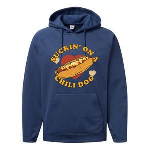 Suckin On A Chili Dog Foodie Funny Performance Fleece Hoodie