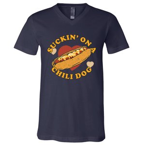 Suckin On A Chili Dog Foodie Funny V-Neck T-Shirt