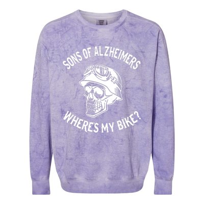 Sonz Of Alzheimers Wheres My Bike Colorblast Crewneck Sweatshirt