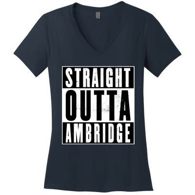 Straight Outta Ambridge [Worn Look] Women's V-Neck T-Shirt