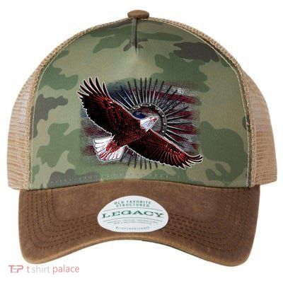 Soaring Metal Eagle American Flag Legacy Tie Dye Trucker Hat
